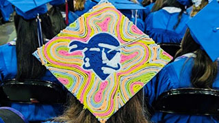 Seton Hall Pirate on a Graduate's Mortar