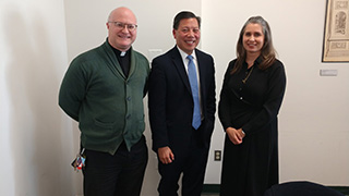 Photo of Dr. Brian Muzás, Ambassador Lu, and Anca DiGiacomo