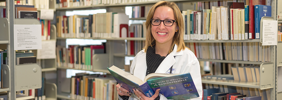 Nursing student in library