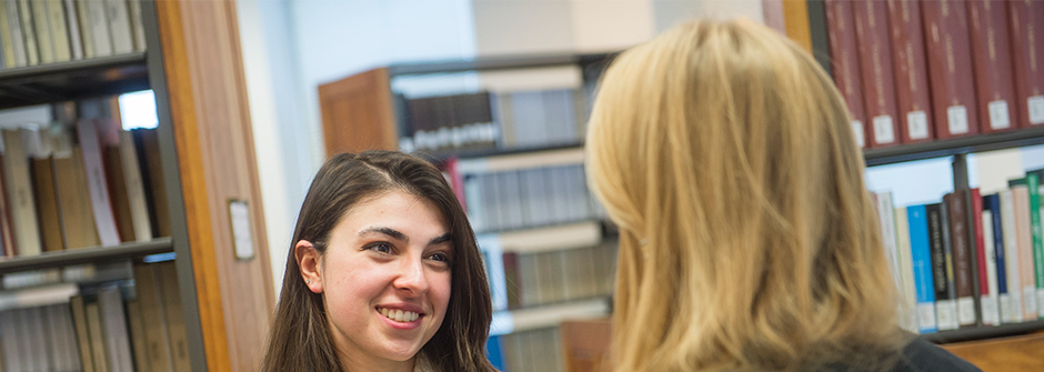 Student in library