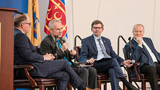 Students pictured with Ambassador Csaba Kőrösi at the World Leaders Forum on January 26.