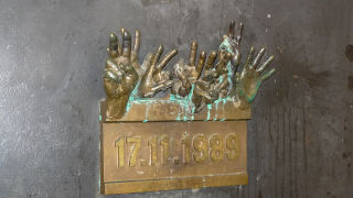 The Velvet Revolution Memorial in Prague Czech Republic.