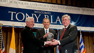 Monsignor Robert Sheeran, former Prime Minister Tony Blair and Ambassador John Menzies.