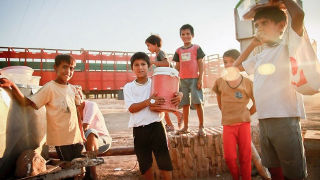 A group of migrant children