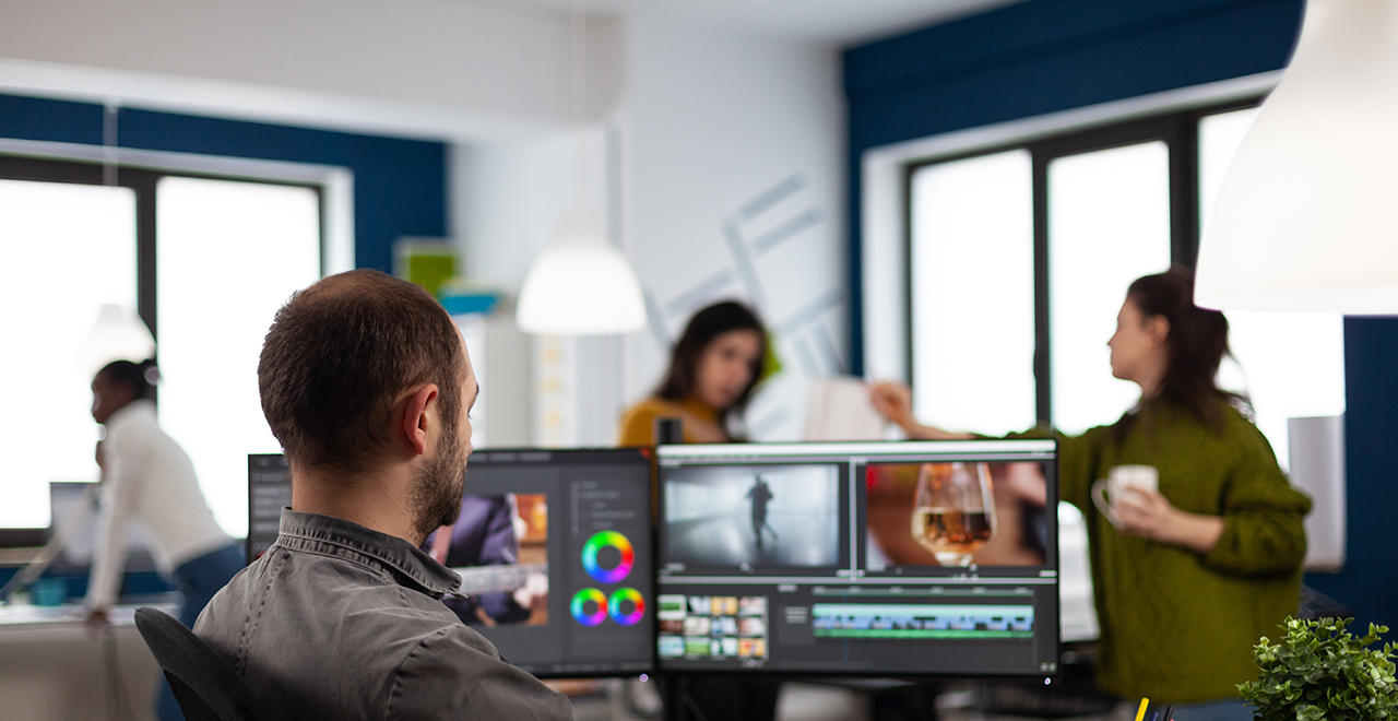 Digital Media editor at an office 