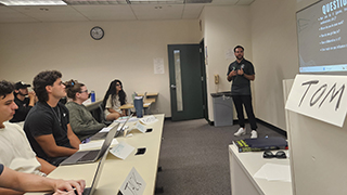 Guest speaker Eugene Wentworth, mental performance coach for Gotham Football Club