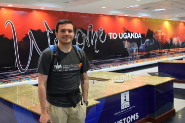 M.A. candidate, Emanuel Hernandez in the Ugandan Airpot.