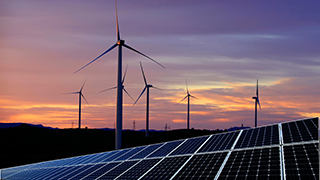 A site producing green energy through wind and solar