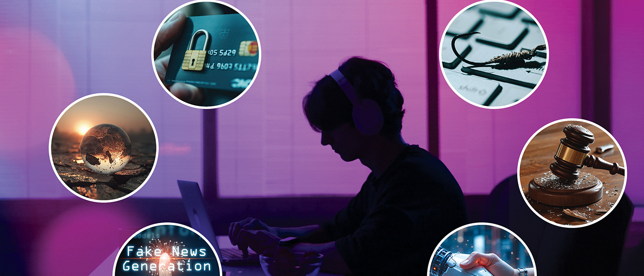 A person sitting at a computer wearing headphones.