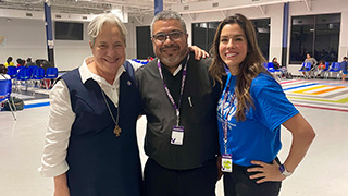 Sr. Norma, Fr. Benny, and Mary Peters