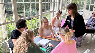 Students with Education Coordinator Hannah Gaston at Liberty Hall Museum
