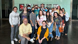 A group of students visiting museum