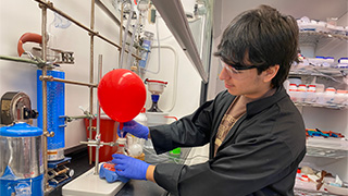 Orion Cruz working in Badillo's lab.