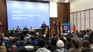 Eli McCarthy, professor of Justice and Peace Studies at Georgetown University and the Director of DC Peace Team, leads a training workshop on Nonviolent Communication on Friday, February 14.The NVC workshop continues work begun last fall at Magisterium Pacis, a two-day conference that examined the Church's role in expanding peace worldwide.