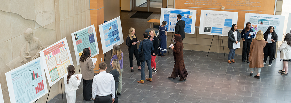 Petersheim Posters in the McNulty Atrium.