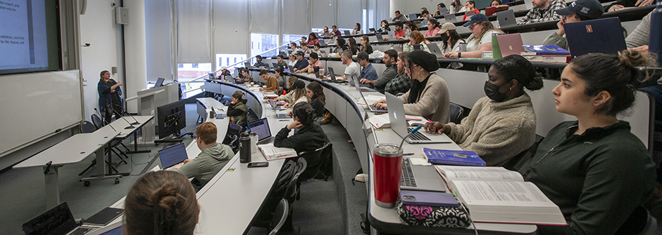 A law school classroom.