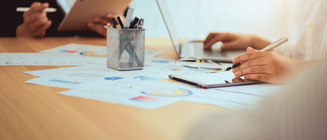 Project Planning materials on a table