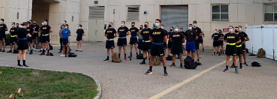 ROTC Cadets in formation.