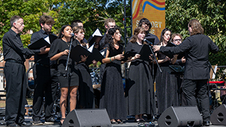 Seton Hall Choir performing at Cannonization Event