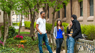 Students smiling on campus