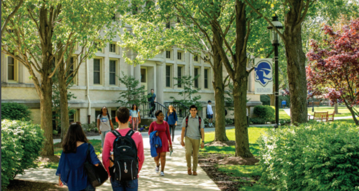 students walking away