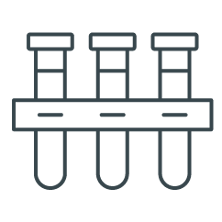 Icons of three test tubes. 