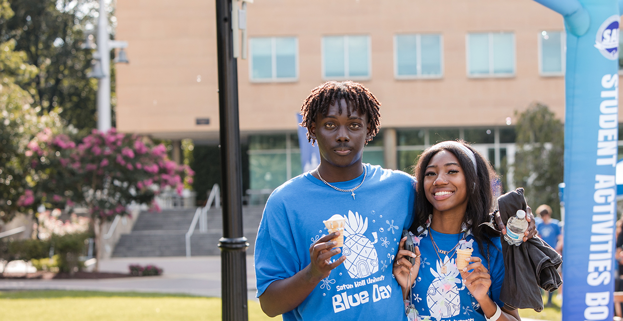 A photo of students at Blue Day.