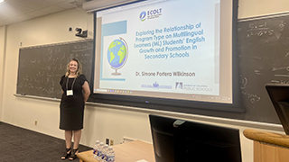 Simone Wilkinson Presenting at the ECOLT Conference